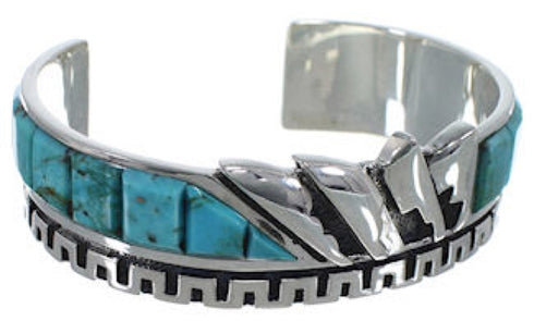 Sterling Silver And Turquoise Inlay Cuff Bracelet BW66328